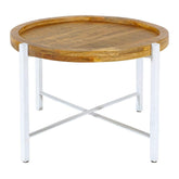 Levi - table d'appoint - noir - bois de manguier recyclé et métal - ø55cm